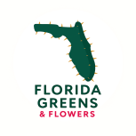Florida Greens & Flowers logo featuring a cactus shaped like the state of Florida, representing the nursery brand based in Edgewater, FL.